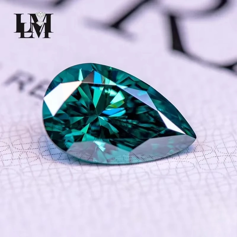 Moissanit Laborgezüchteter Diamant Natürliche Farbe Smaragdgrüner Birnenförmiger Edelstein Schmuckherstellungsmaterial für Damen mit Zertifikat – Detail 1