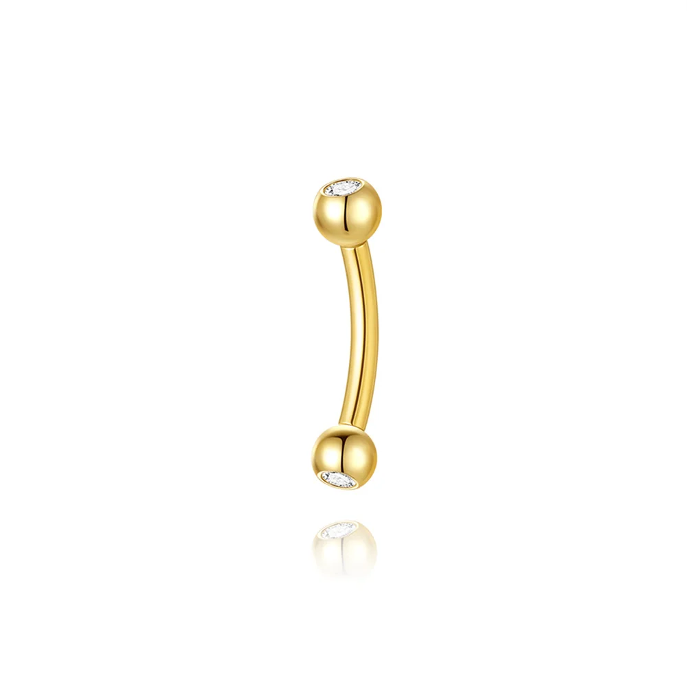 CANNER 1PC S925 Silver Natural The Double-headed Curved Barbell Pierces Through The Shrill Bone Screws Elegant lady Stud Jewelry