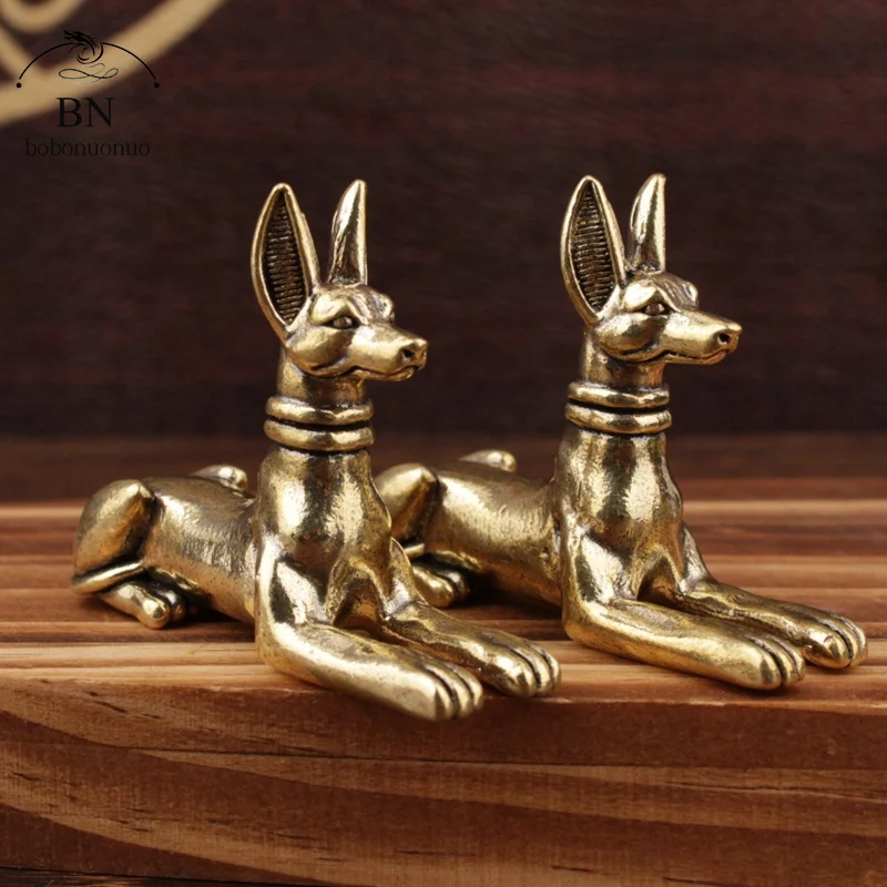 Estatua de hound de faraón egipcio de latón, figuritas retro hechas a mano de cobre, Animal, perro, adornos de escritorio, decoración del hogar, manualidades, té, mascota