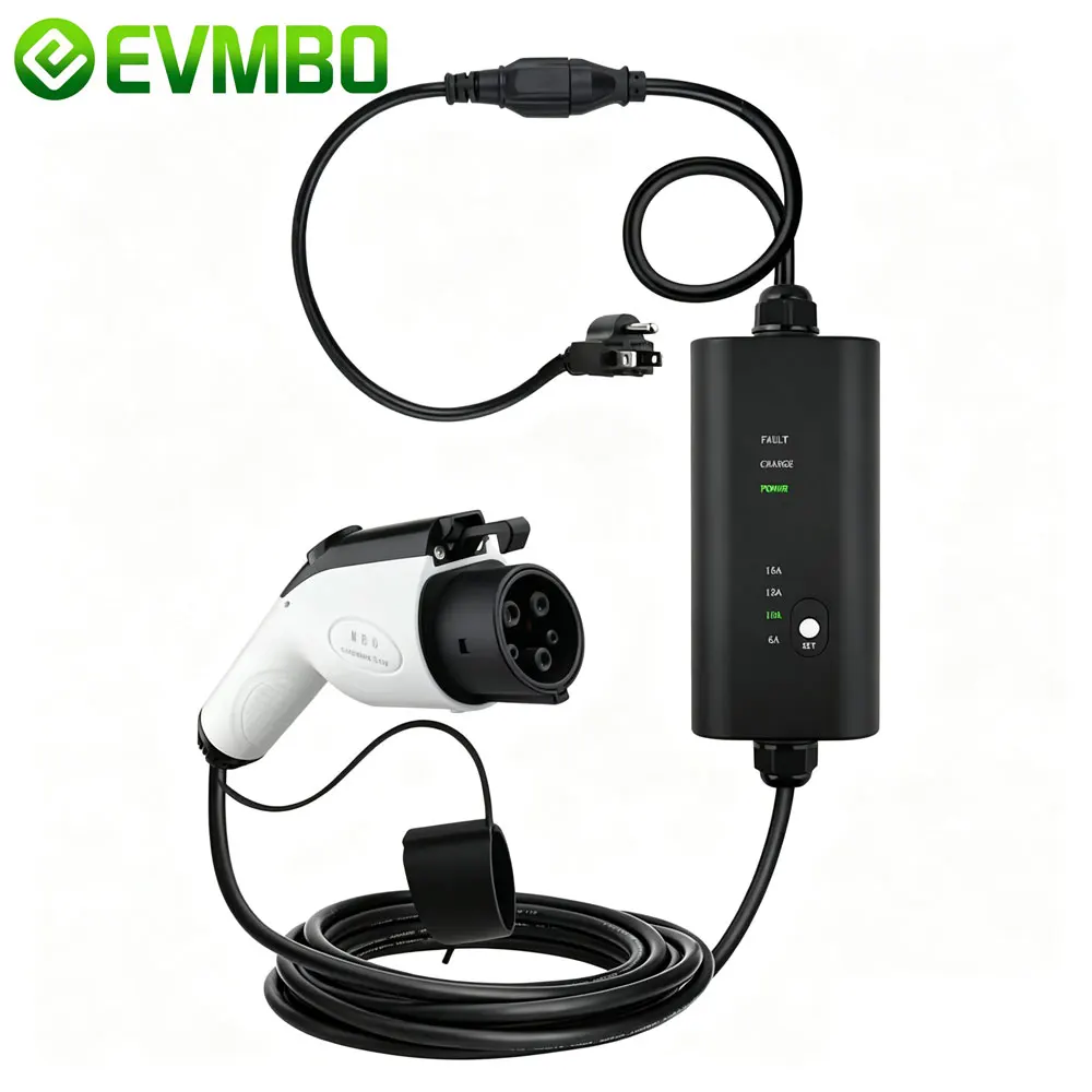 EVMBO SAE J1772 Type 1 Portable EV Charger 15A Max Electric Vehicle Charger 120V AC Charging Cable for Electric Cars