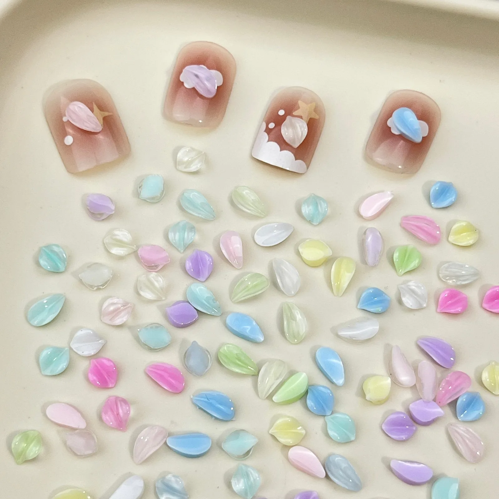 Transparent Macaron Leaf Nail Decoration With Cute Mini Resin Leaf Shaped Small Leave Suitable For DIY Patch Nail Art Accessorie