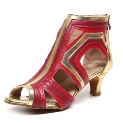 Woman Red golden Dance Shoes Girls High Heels Leather Suede Rubber Summer Sandals Salsa Jazz Latin Dancing Sheos6-11cm