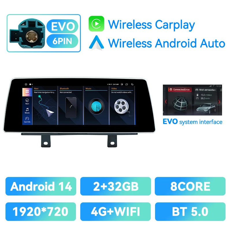 XONRICH Draadloze CarPlay Android Auto Multimedia Speler Voor BMW 1 Serie F20 F21 2 Serie F23 2017-2019 EVO 4G Wifi Stereo