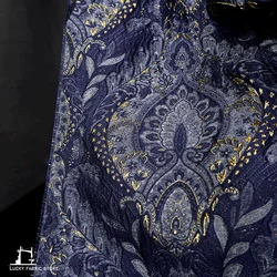 Ethnic style, palace style, European style bright silk blend, three-dimensional texture, embossed jacquard fabric, jacket, desig