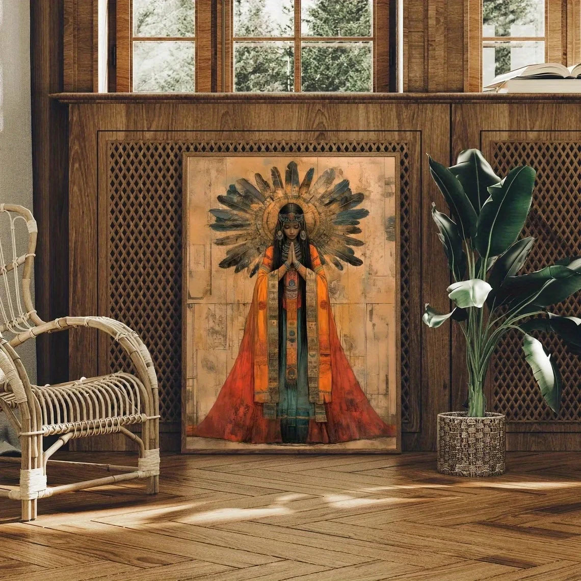 Retro Pachamama  Inca Goddess Of Fertility & Harvest Wall Art Print Canvas Painting Poster Picture For Bedroom Home Decor