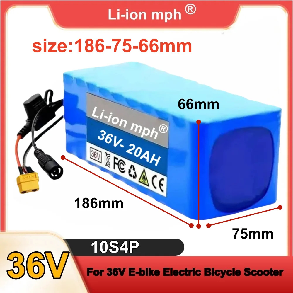 36 فولت 42 فولت 10S4P 20Ah 18650 عالية السعة الطاقة 42 فولت 750 واط 1000 واط بطارية ليثيوم حزمة لسيارة كهربائية دراجة سكوتر حزام 30A BMS