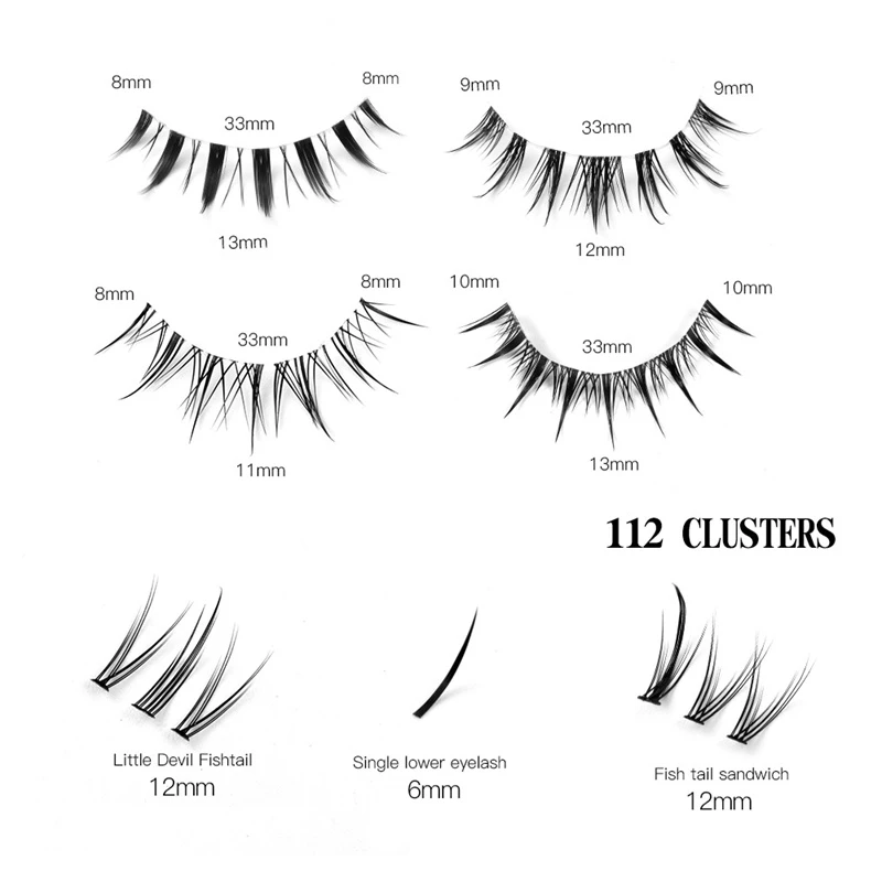 軽量3DカールDIYつけまつげ 多用途ホールクラスターファッションボックス まつげエクステ用の人気スタイル2種類入り