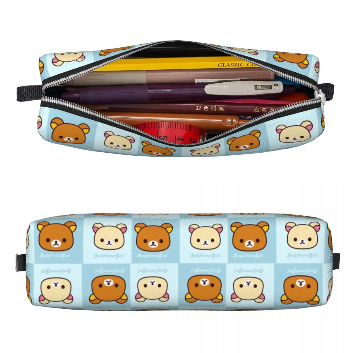 Imagem -02 - Grande Capacidade Rilakkuma Lápis Pouch Pen Box para Estudante Cosméticos Papelaria Bolsas Material Escolar Korilakkuma