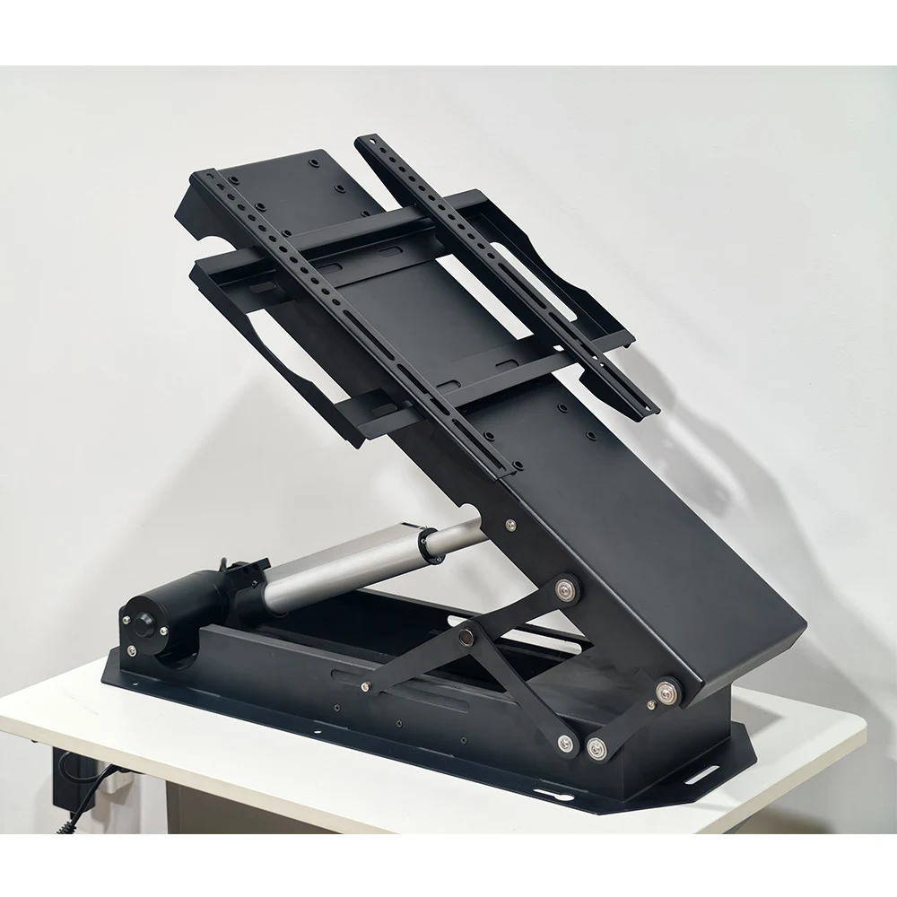 Smart Tabletop Concealed Motorized TV Ceiling Mount Electric Flip up TV Folding Bracket with Remote Control for Conference Table