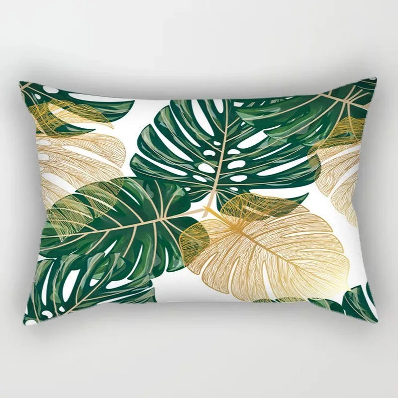 Tropical Plant Pattern Rectangular Polyester Pillowcase, Sofa Living Room Decorative Cushion Cover, Bedroom Bedside Pillow Cover