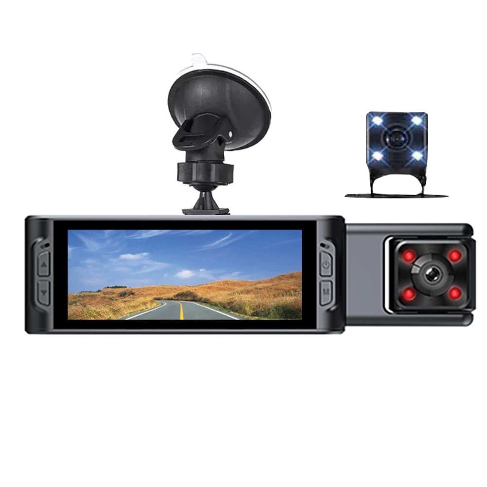 

3 Cameras Dash Cam Parking Monitoring Clear Car Rearview Mirror Car Video Recording Camcorder Camera Recorder WIFI Interconnect