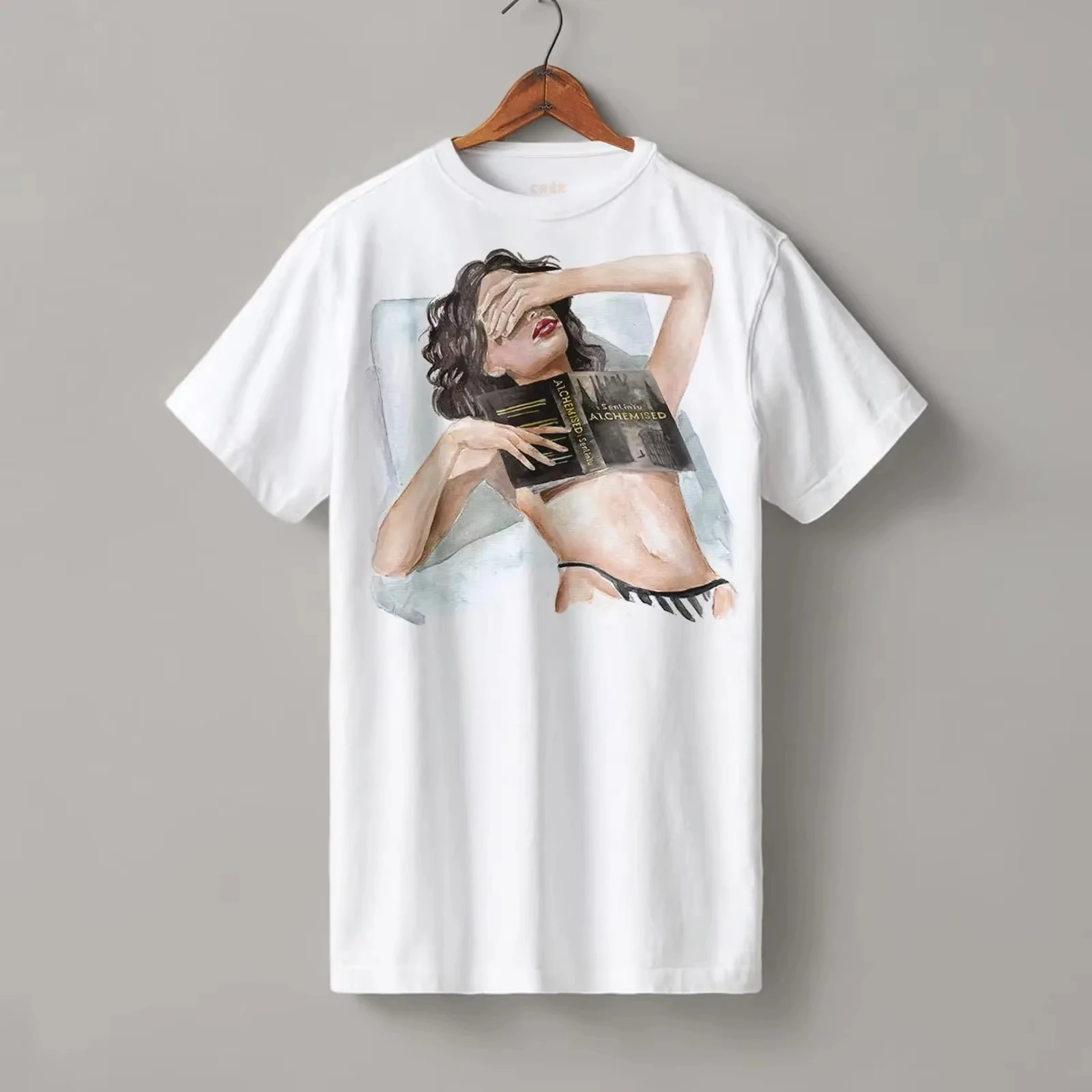 Alchemised Book Graphic T‑shirt Unisex Vintage Washed Heavyweight Boyfriend Fit Breathable Short Sleeve Casual Streetwear Tops