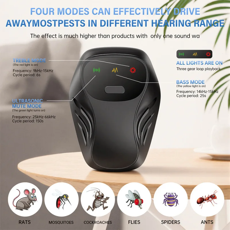 Frequency Conversion Ultrasonic Mosquito Repeller Multi-function Electronic Bug Repellent Safe Silent Indoor Mosquito Killer