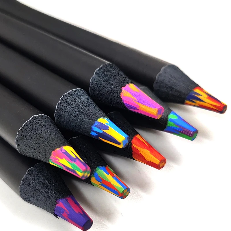 * New Sale 1Pc 8 Colors Concentric Gradient Rainbow Pencils Colored Pencils  Stationery Art Drawing Coloring Sketching Random