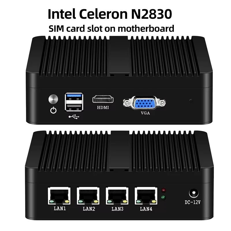 Mini PC X86 Router Celeron J4125 N4000 4x2.5G Ethernet 4G SIM Slot รองรับ Virtualization OpenWrt Pfsense Windows Linux