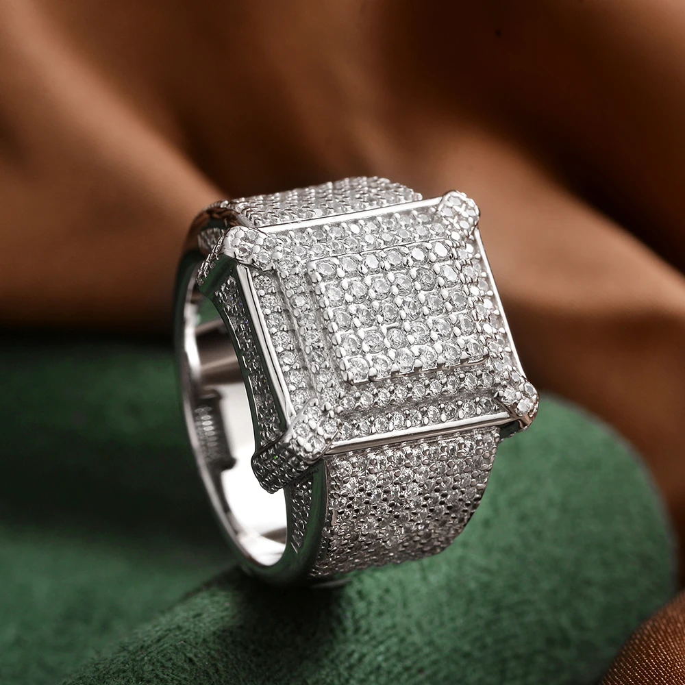 

Кольцо из стерлингового серебра 925 пробы с бриллиантами, инкрустированное высококачественным цирконом, винтажное элегантное универсальное квадратное кольцо премиум-класса
