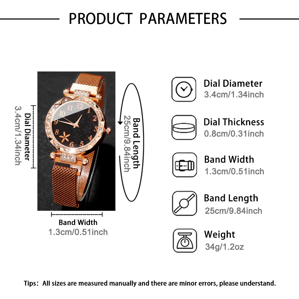 6Pcs  Quartz Watch & Jewelry Set, Stylish Daily Wear Gift for Friends & Family