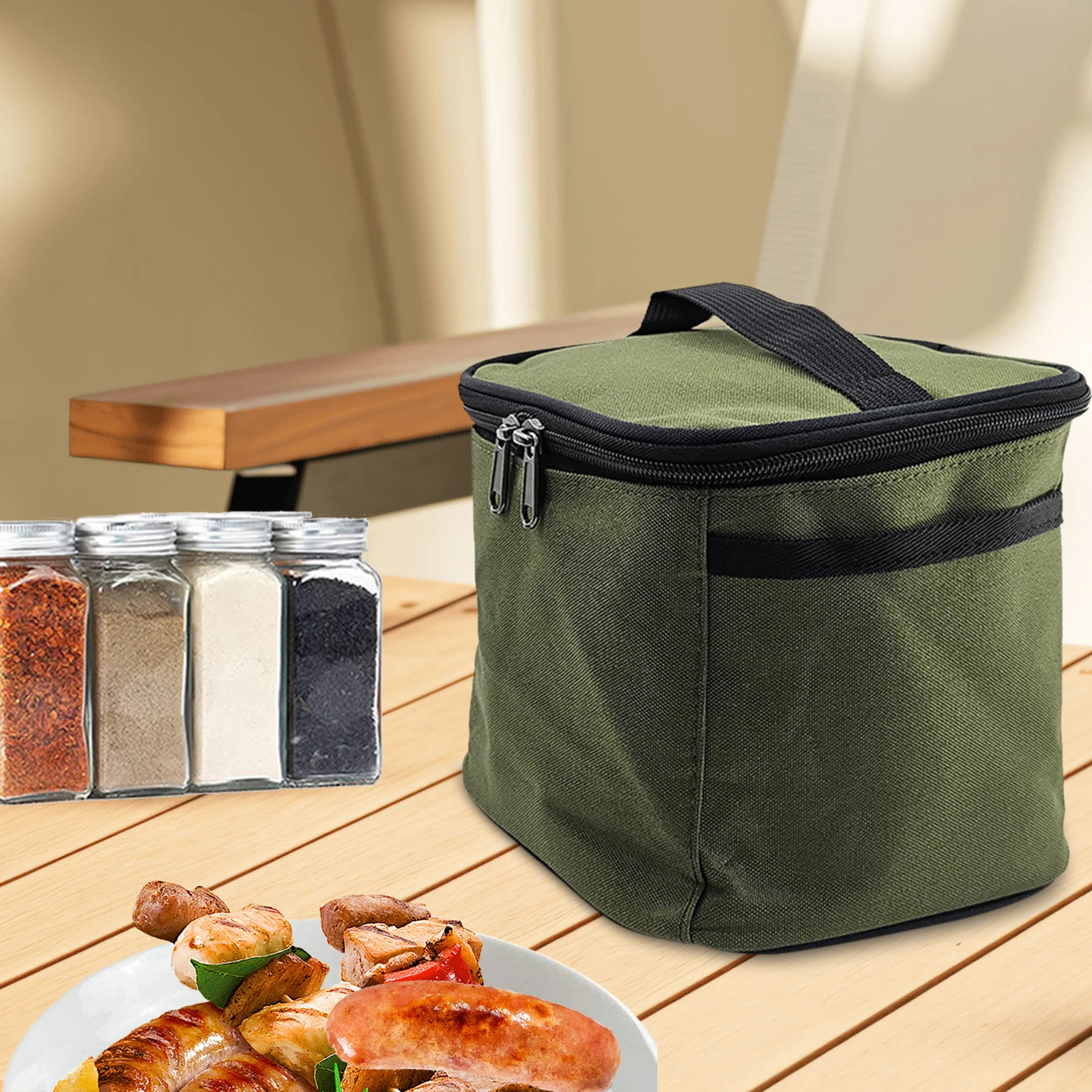 Imagem -03 - Bolsa de Especiarias Portátil para Piquenique Tableware Carry Bolsa Camping Storage Bolsa Vazio Equipamento de Cozinha Viagem Mochila Exterior