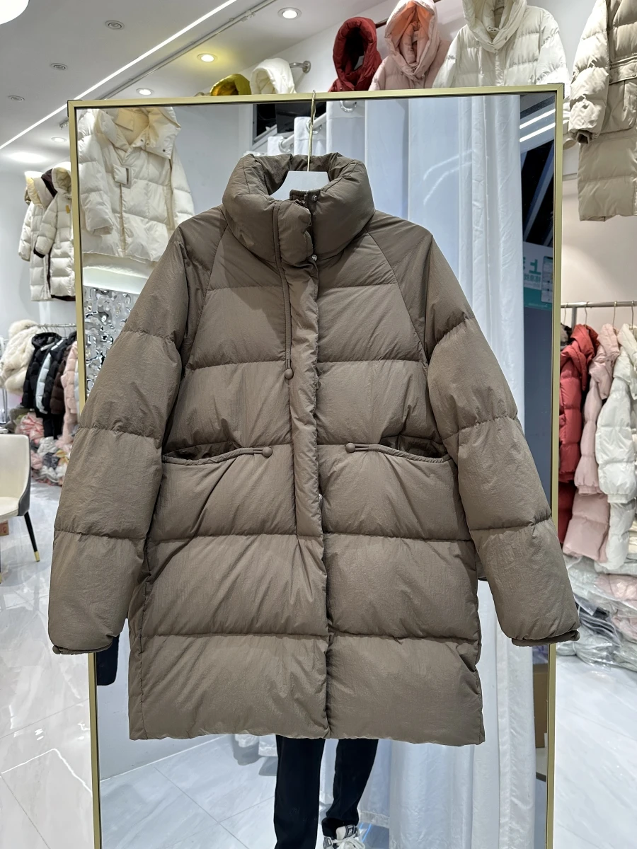 2025年ヨーロッパ冬新作レディースダウンジャケット防風通勤スタンドカラーダウンジャケット