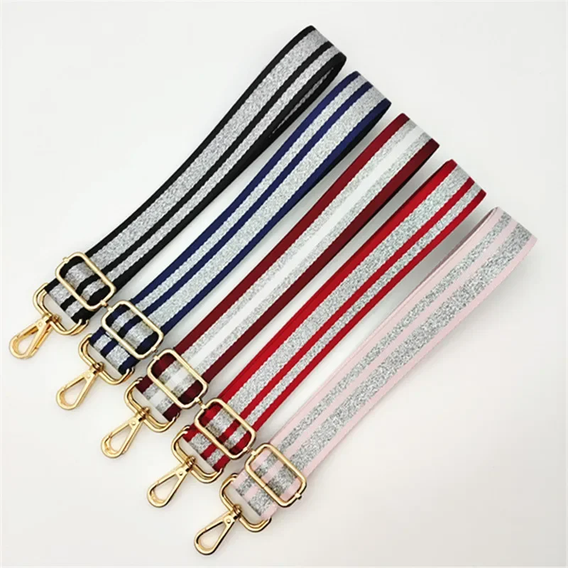 

Новый серебряный полосатый плечевой ремень, регулируемый женский ремень через плечо, модная диагональная сумка, сменный ремень, аксессуары