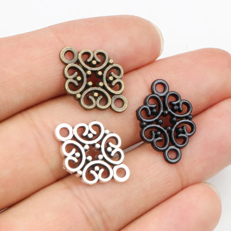 20pcs 20x13mm Antico Placcato Argento/Bronzo/Nero colore Del Fiore di Stile Fatti A Mano Connettore di Fascini Del Pendente: FAI DA TE per il braccialetto collana