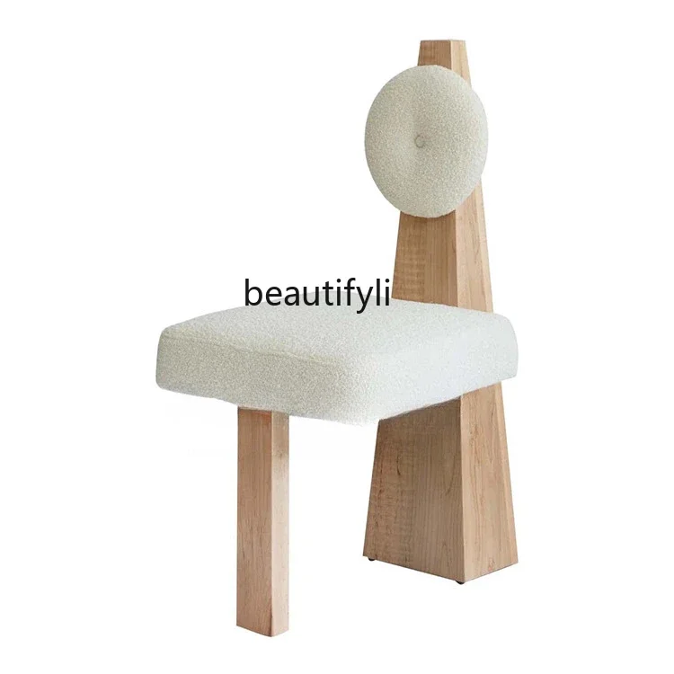 

Nordic dining chair designer creative lamb wool special-shaped desk chair B & B medieval chair