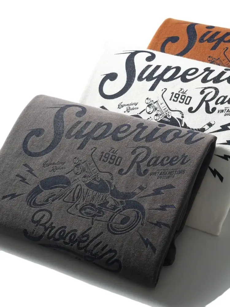 

Waed Cotton ort Sve T-irt round Ne Print Design Summer New Men's Retro HK Order Line Youth ular Standa...