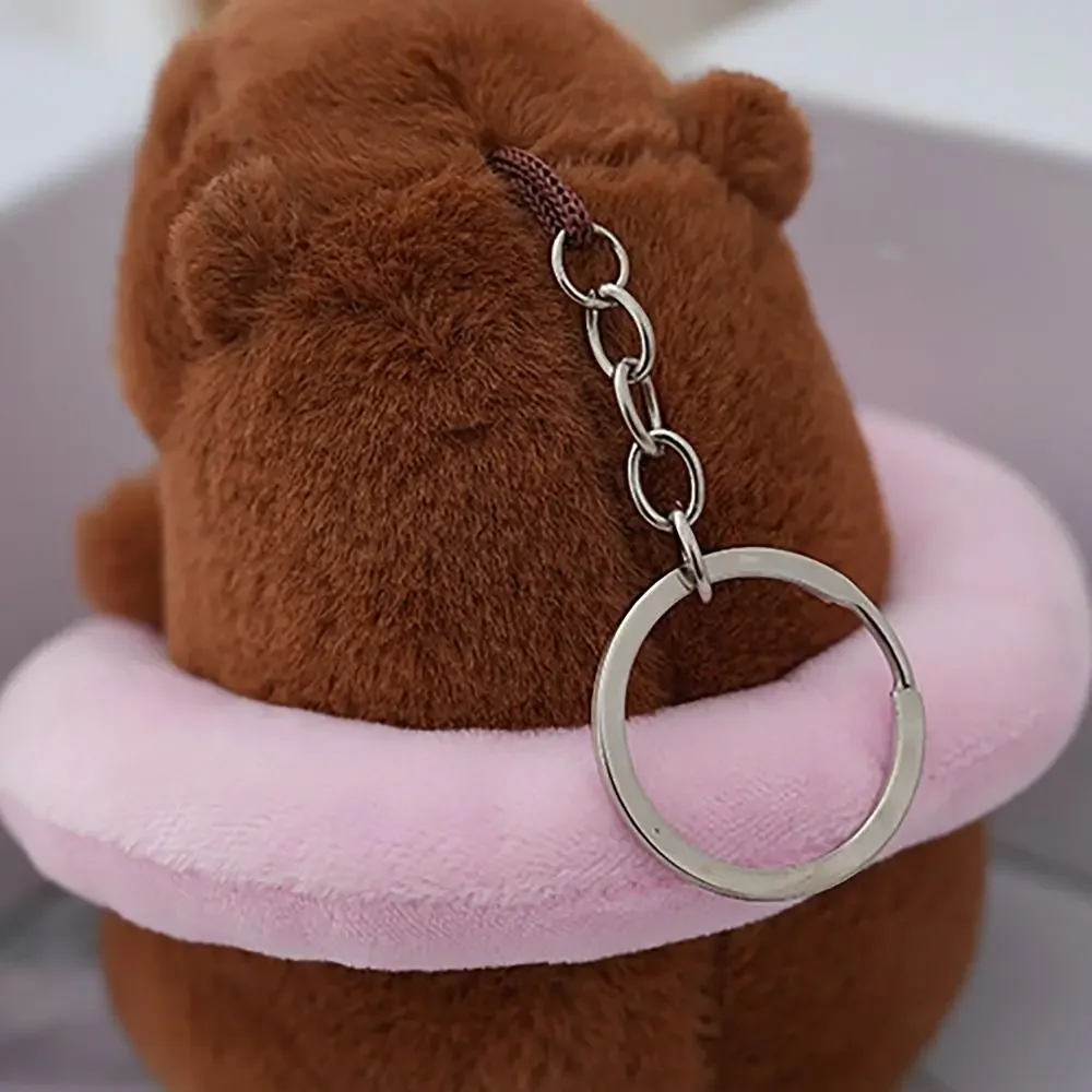 Zachte Zwemmen Ring Capibara Pluche Capibara Sleutelhanger Dieren Leuk Speelgoed Capibara Tas Hoofddeksel Capibara voor Verjaardagscadeau
