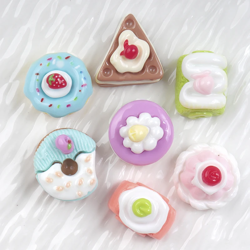 10/100pcs Flatback Resin Kawaii Dessert Cake DIY Crafts Charms Simulation Food Art Supply Cabochon Decoration Accessories