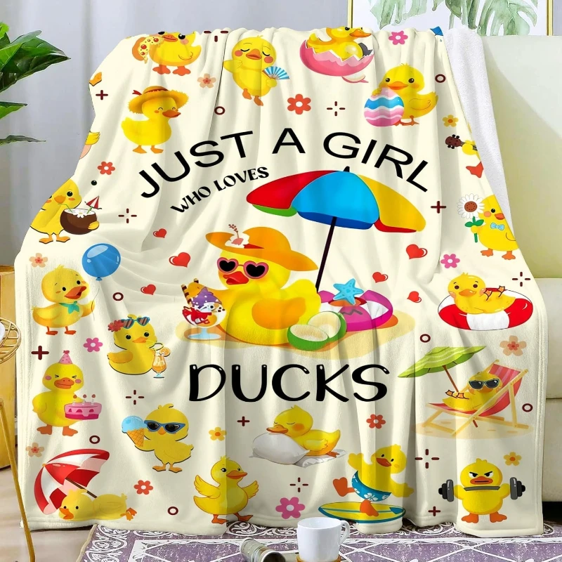 

Cute Duck Pattern Blanket Soft Throw Blanket for Bedroom Couch Cozy Flannel Blanket for Kids Portable Warm Gift for Home Decor