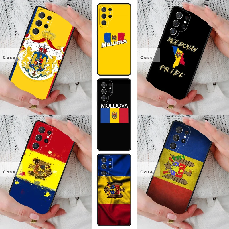 Moldova Flag TPU Phone Case for Samsung Galaxy S26 S25 S24 S23 S22 S21 S20 Note10 Plus FE Ultra Cover