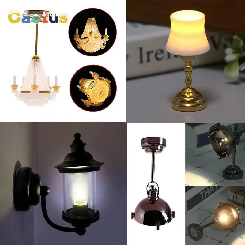 1/12 Scale Dollhouse Light Chandelier Miniature LED Wall Sconce Lamp Battery Operated With ON/OFF Switch Furniture Accessories