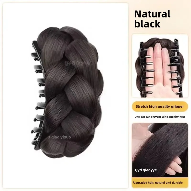 Knotless نسج الشعر ذيل حصان تمديد الألياف الآسيوية مضفر كعكة هيربيسي شعر مستعار Chignon إكسسوارات الشعر وصلات شعر