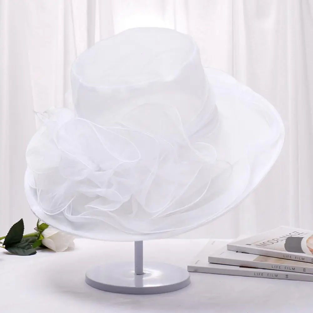 Tea Party Hat Elegant Vintage Women's Organza Fascinator Hat with Layered Mesh Flower Decor for Tea Party Prom Wedding Events