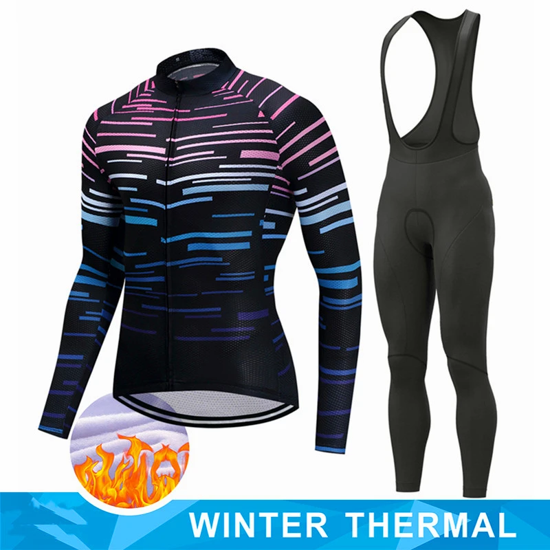 2024 Pro Team Winter Thermal Fleece Cycling Jersey Set Long Sleeve Bicycle Clothing MTB Bike Wear Maillot Ropa Ciclismo Cycling