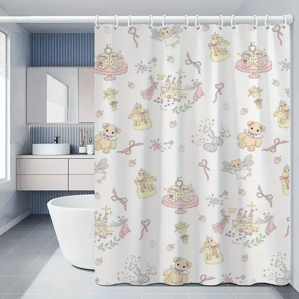 Tenda da doccia animale Kawaii tende da bagno in tessuto impermeabile per la casa accessori divisori pieghevoli camere da letto da bagno Quarto