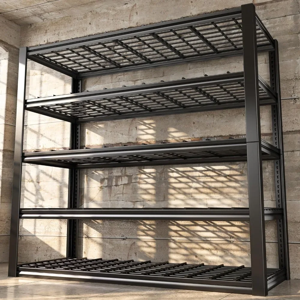 48''W Garage Shelving Heavy Duty Loads 2500LBS Garage Storage Shelves Heavy Duty Shelving 5 Tier Adjustable Metal Shelving