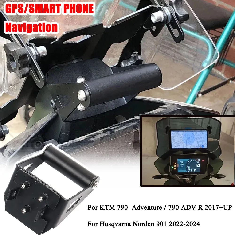 New 12/22MM Motorcycle Accessory GPS/SMART PHONE Navigation GPS Plate Bracket Adapt Holder For KTM 390 890 ADV R 2019-2021 Black