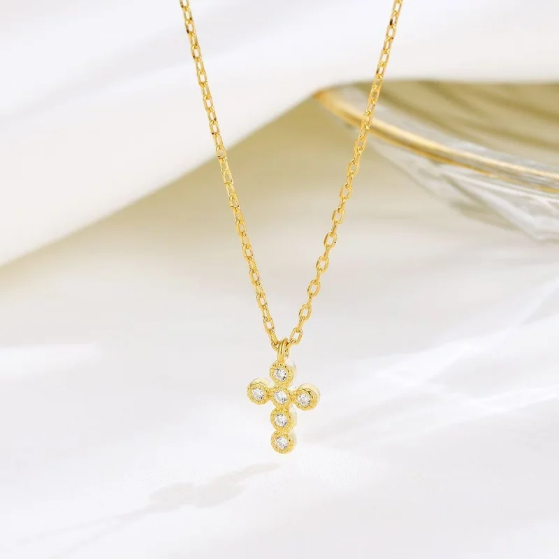 Somilia Dainty Micro Zircon Cross Necklace 925 Silver Minimalist Gold Plated Cross Pendant Necklaces For Women Daily Wear