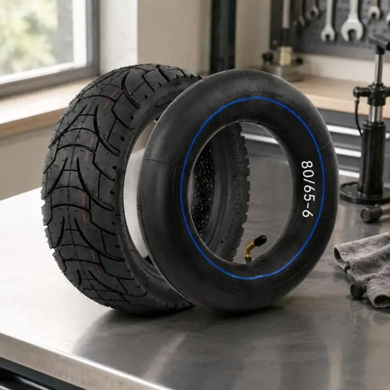 M76E Electric Scooter Grooved Outer Tire with Angled Stem Inner Tube, Paired Single-Wheel Replacement Set with Both Stated