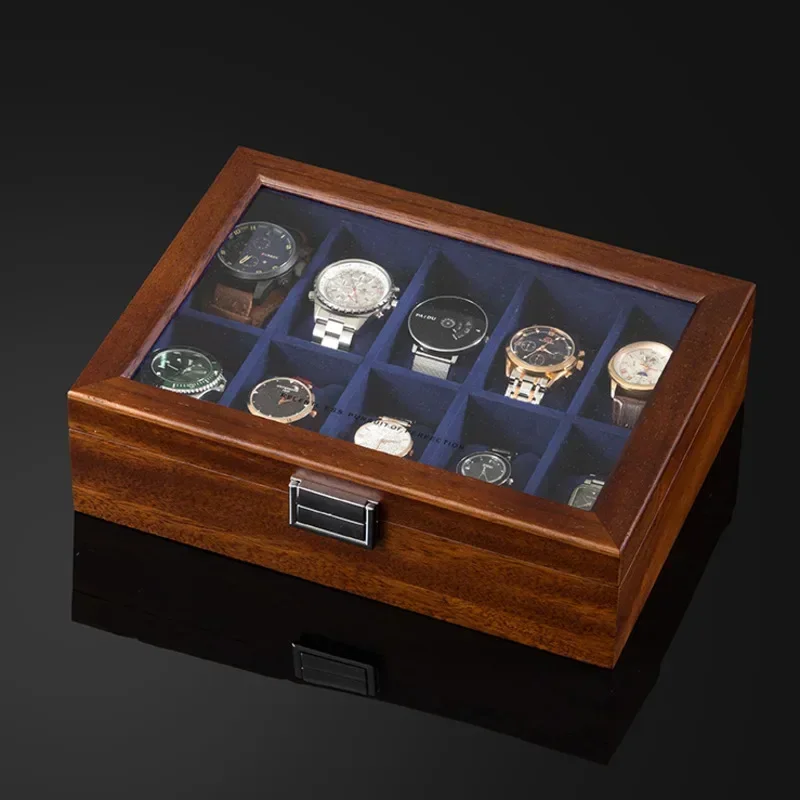 Direct Selling Solid Wood Can Store 10 Watches Storage Box Bracelet Simple Retro Dust Proof With Cover Organization Bins