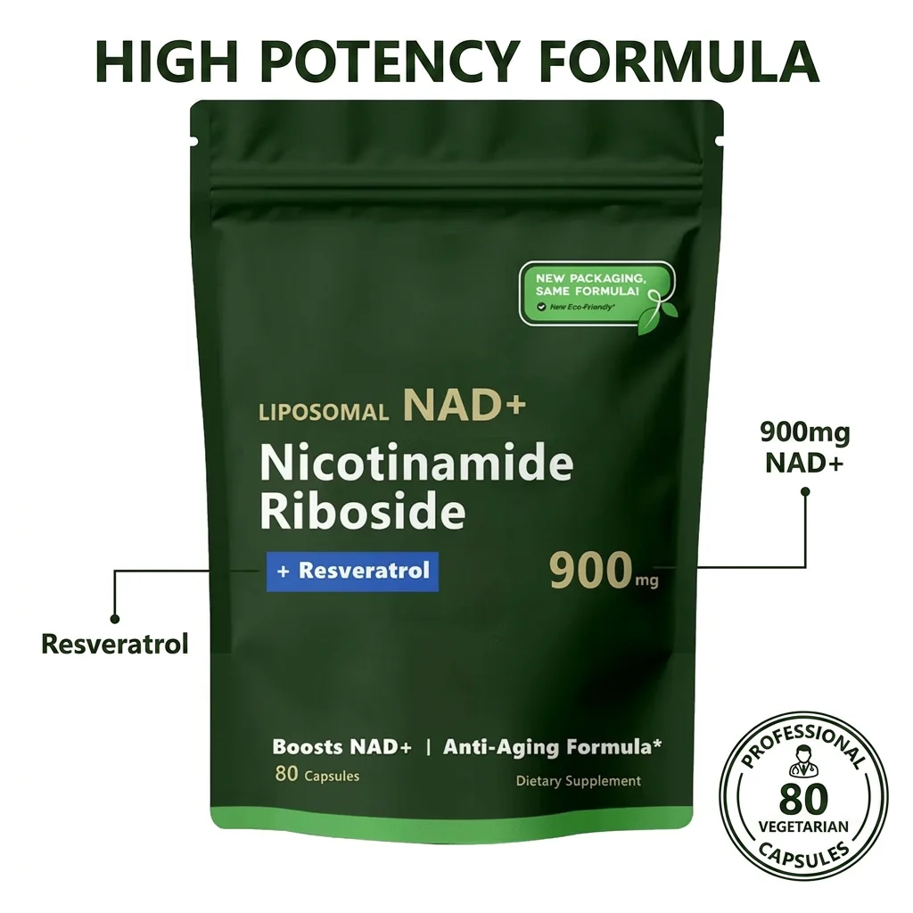 Liposomal NAD+ Nicotinamide Riboside + Resveratrol 900mg Anti-Aging Dietary Supplement 80 Capsules | Boosts NAD+ Levels