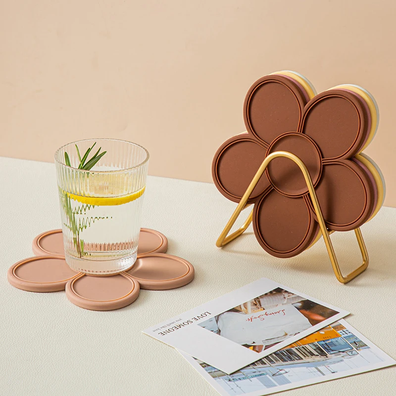 Flower Shaped Silicone Thermal Insulation Mat Pot Mat Heat Resistant Placemat Cup Mat Bowl Mat Tray Mat Household Table Mat