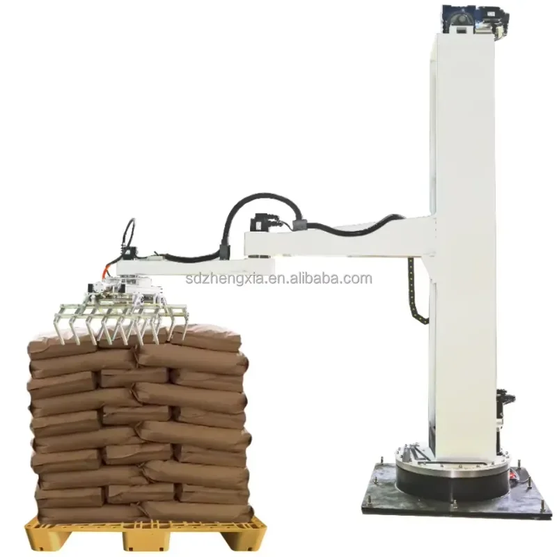 2026 CE 5kg 15kg 25kg 40kg Single Column Palletizing Packaging Line Box Machine Palletizer Rice Cement Wood Pellets Bag