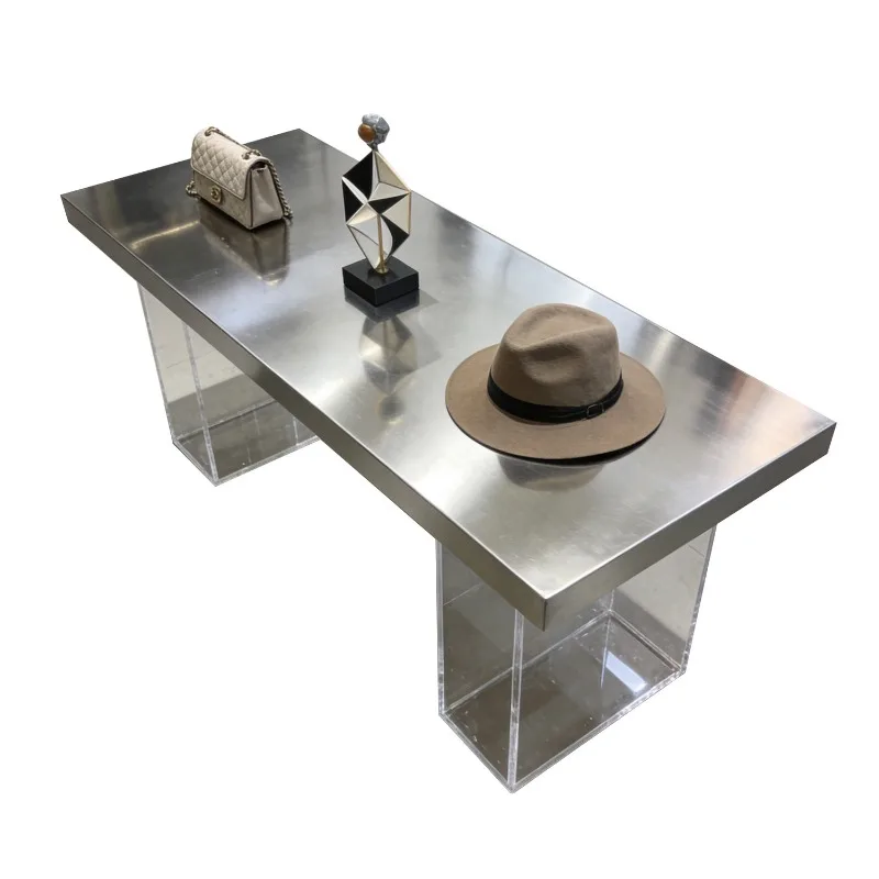 Clothing store Stainless steel display table Shoe bag store Middle water Acrylic middle island Item display