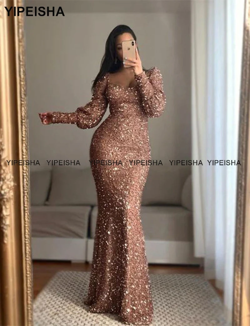 Yipeisha – robe de soirée asymétrique, asymétrique, épaule dénudée, paillettes ivoire, fente haute, style sirène, robe de bal avec drapé, robe de nouvel an