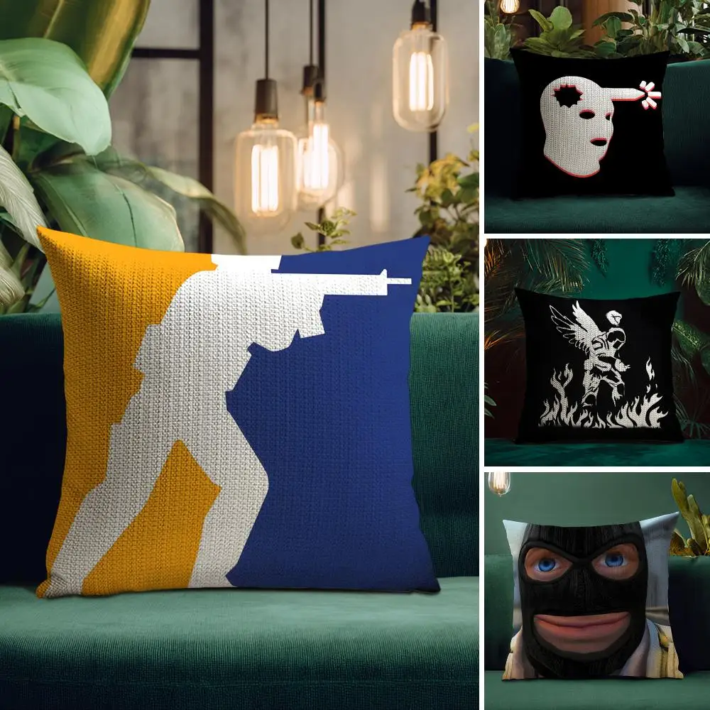 Game C-Counter-Strike Cushion Cover Natural Linen Pillow Case Double-Sided Print Decorative Sofa Pillowcase Home Decor Gift