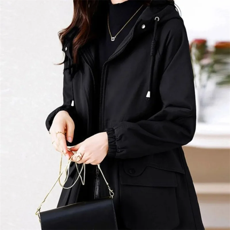 New Spring Fall Women Jackets Windbreaker Female Hooded Casual Basic Coat Korean Loose Zipper Jacket Outerwear Gabardina Mujer