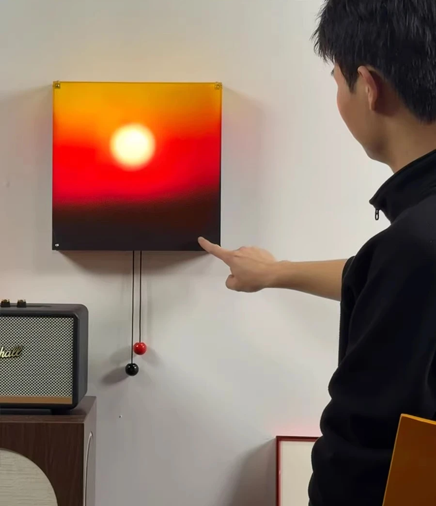 Rechargeable Wall Lamp No Wiring for Living Room Bedroom, Sunset Sunrise Ambient Night Light, Housewarming Gift Decor Headboard