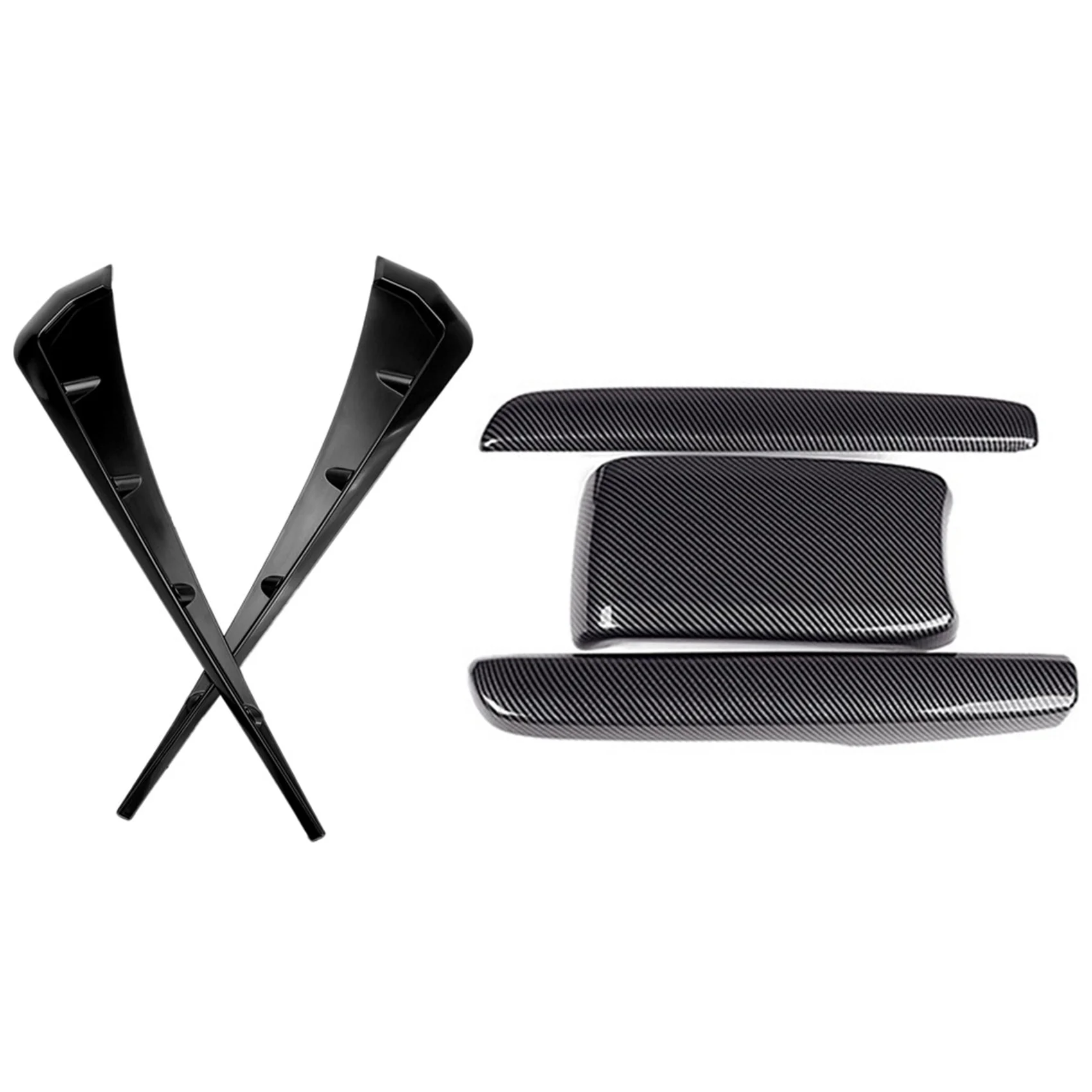 2 Set Car Accessories: 1 Set Armrest Box Protective Covers & 1 Set Black ABS Fender Vent Covers